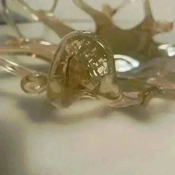 Decorative 8 Point Blown Glass Bowl/Dish Murano Style Opal/Pearl Art - Picture 3 of 10